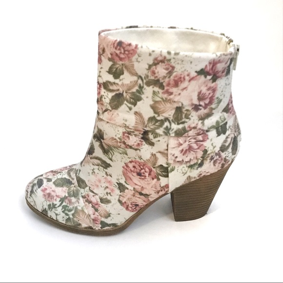 Rampage Floral Ankle Boots Vernan Heels Size 10 - Picture 3 of 9